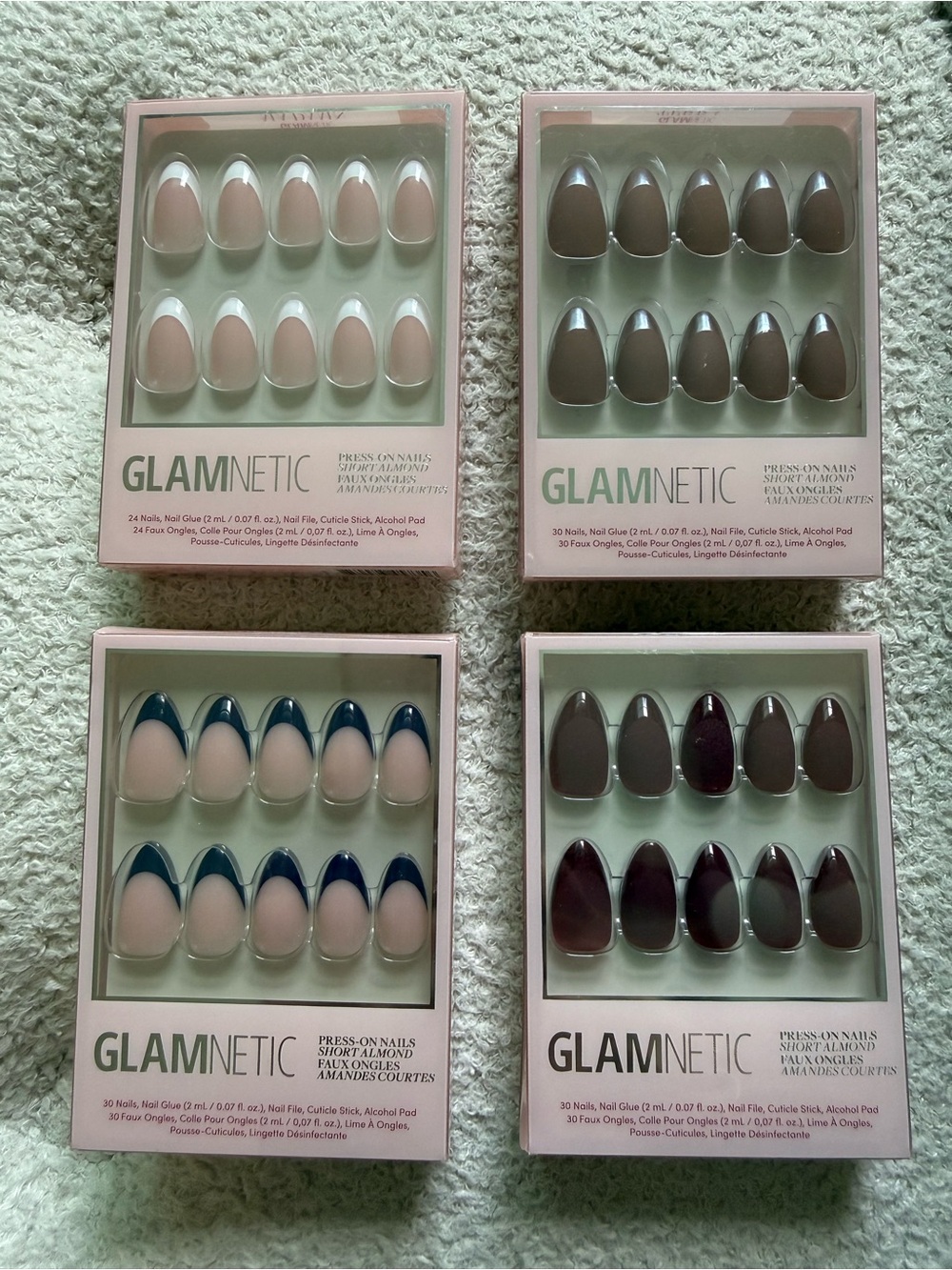 Glamnetic Press-On Nail Set - Nude with Color Tips (Blue, Brown, Plum)